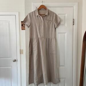 Poetry Linen Cotton Midi Short Sleeve Shirt Collared Dress Size 8 EUC UK Brand